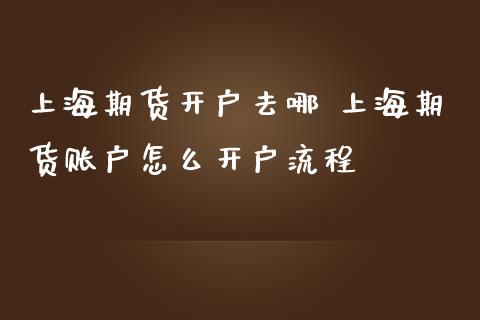 上海期货开户去哪 上海期货账户怎么开户流程
