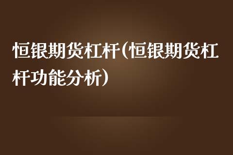 恒银期货杠杆(恒银期货杠杆功能分析)