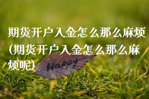 期货开户入金怎么那么麻烦(期货开户入金怎么那么麻烦呢)