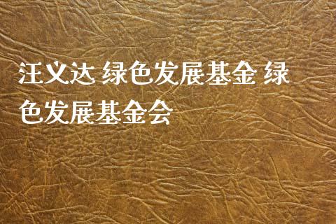 汪义达 绿色发展基金 绿色发展基金会
