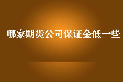哪家期货公司保证金低一些