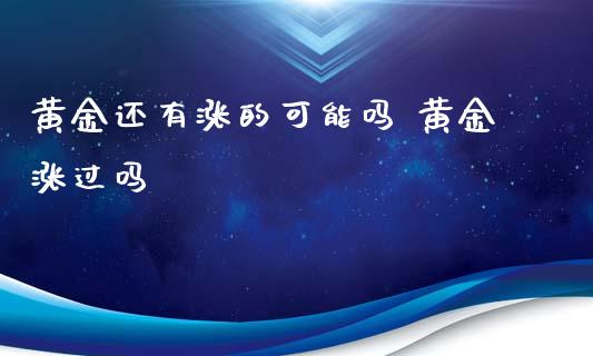 黄金还有涨的可能吗 黄金涨过吗