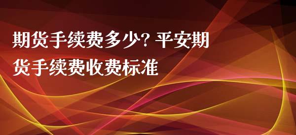 期货手续费多少? 平安期货手续费收费标准_https://www.dglong8.com_财经要闻_第1张