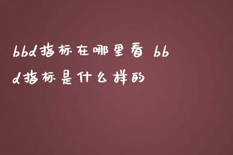 bbd指标在哪里看 bbd指标是什么样的_https://www.dglong8.com_股票理财_第1张