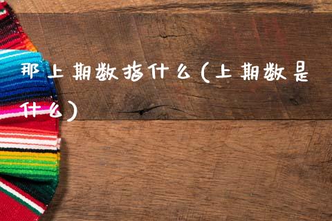 那上期数指什么(上期数是什么)