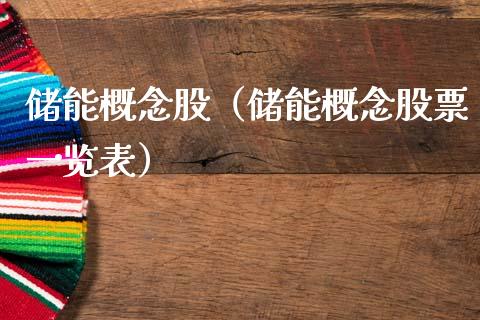 储能概念股（储能概念股票一览表）