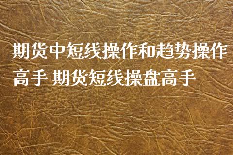 期货中短线操作和趋势操作高手 期货短线操盘高手