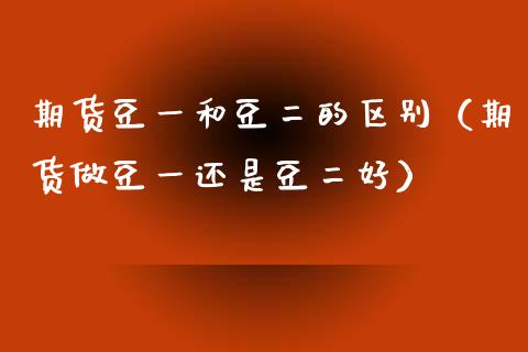 期货豆一和豆二的区别（期货做豆一还是豆二好）