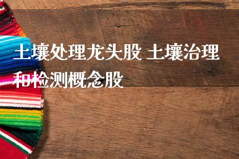 土壤处理龙头股 土壤治理和检测概念股