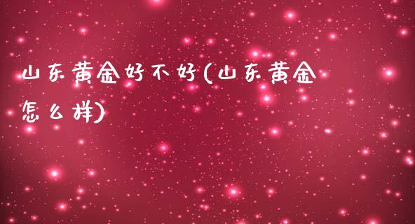 山东黄金好不好(山东黄金怎么样)