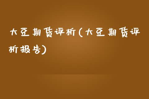大豆期货评析(大豆期货评析报告)