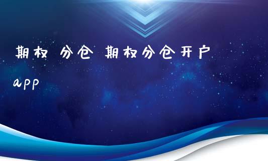 期权 分仓 期权分仓开户app