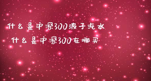 什么是沪深300波子汽水 什么是沪深300在哪买
