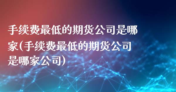 手续费最低的期货公司是哪家(手续费最低的期货公司是哪家公司)