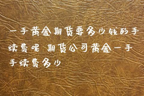 一手黄金期货要多少钱的手续费呢 期货公司黄金一手手续费多少