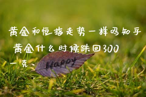黄金和恒指走势一样吗知乎 黄金什么时候跌回300一克