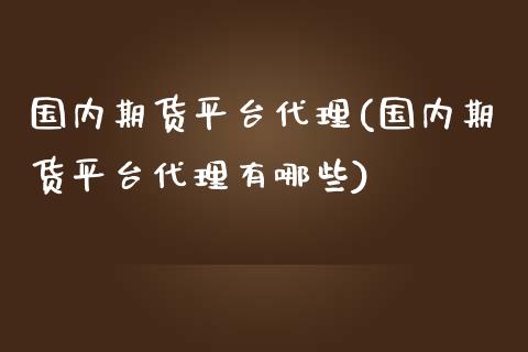 国内期货平台代理(国内期货平台代理有哪些)