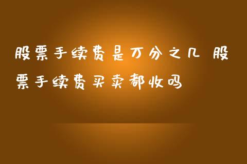 股票手续费是万分之几 股票手续费买卖都收吗