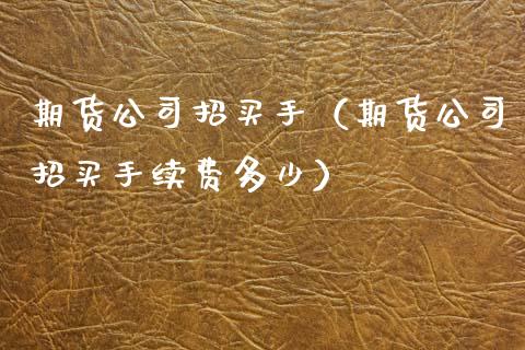 期货公司招买手（期货公司招买手续费多少）