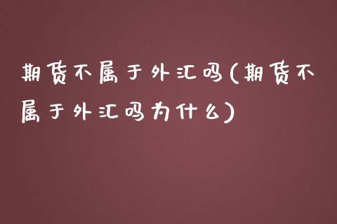 期货不属于外汇吗(期货不属于外汇吗为什么)