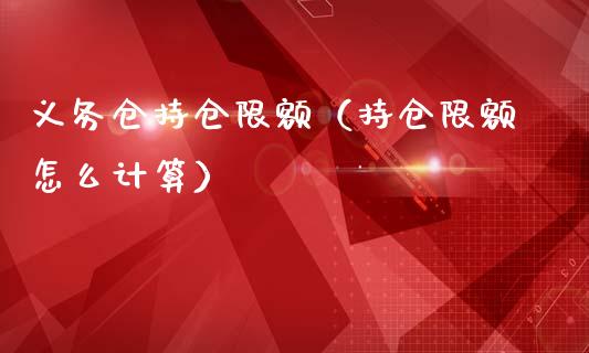 义务仓持仓限额（持仓限额怎么计算）