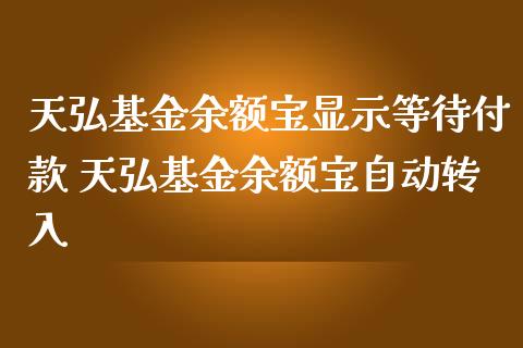 天弘基金余额宝显示等待付款 天弘基金余额宝自动转入_https://www.dglong8.com_基金理财_第1张