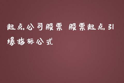 起点公司股票 股票起点引爆指标公式
