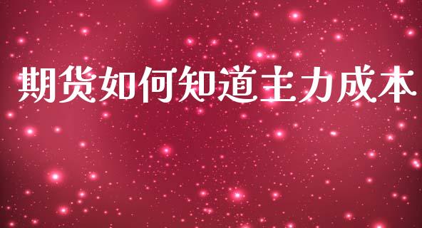 期货如何知道主力成本