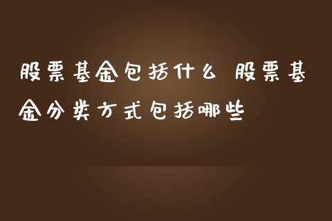 股票基金包括什么 股票基金分类方式包括哪些
