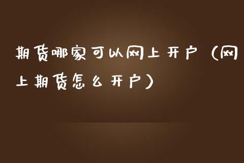 期货哪家可以网上开户（网上期货怎么开户）