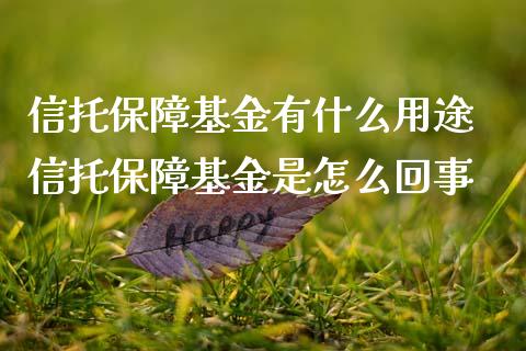 信托保障基金有什么用途 信托保障基金是怎么回事