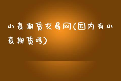 小麦期货交易网(国内有小麦期货吗)