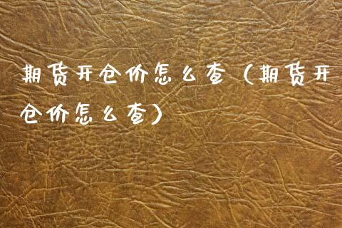 期货开仓价怎么查（期货开仓价怎么查）