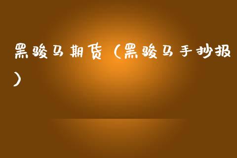 黑骏马期货（黑骏马手抄报）