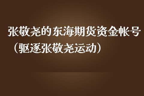 张敬尧的东海期货资金帐号（驱逐张敬尧运动）