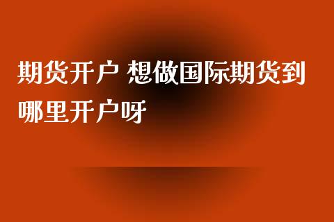 期货开户 想做国际期货到哪里开户呀