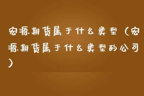 宏源期货属于什么类型（宏源期货属于什么类型的公司）