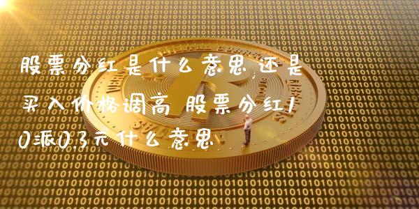 股票分红是什么意思,还是买入价格调高 股票分红10派0.3元什么意思