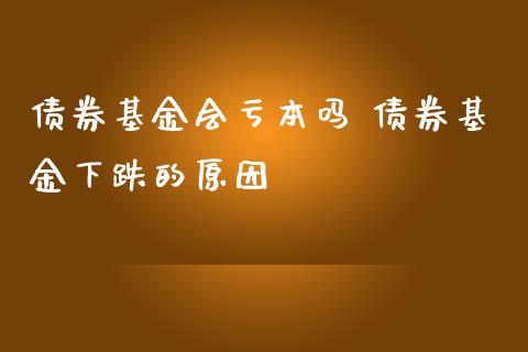 债券基金会亏本吗 债券基金下跌的原因
