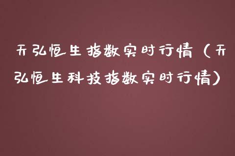 天弘恒生指数实时行情（天弘恒生科技指数实时行情）
