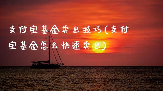 支付宝基金卖出技巧(支付宝基金怎么快速卖出)