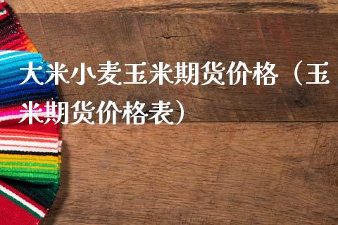 大米小麦玉米期货价格（玉米期货价格表）