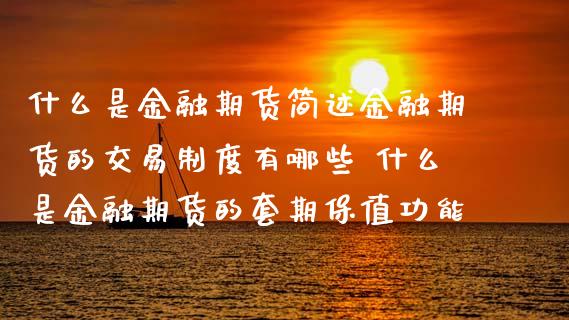 什么是金融期货简述金融期货的交易制度有哪些 什么是金融期货的套期保值功能