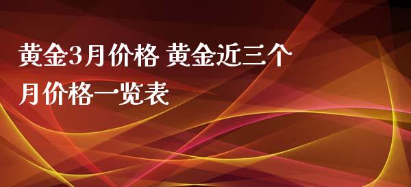黄金3月价格 黄金近三个月价格一览表