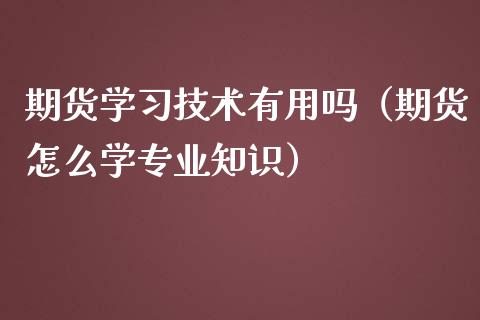 期货学技术有用吗（期货怎么学专业知识）