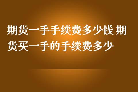 期货一手手续费多少钱 期货买一手的手续费多少