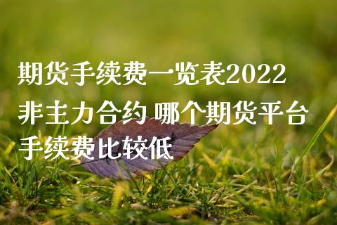 期货手续费一览表2022非主力合约 哪个期货平台手续费比较低