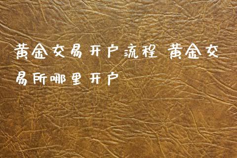 黄金交易开户流程 黄金交易所哪里开户