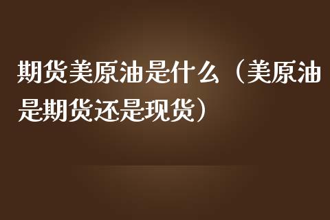期货美原油是什么（美原油是期货还是现货）