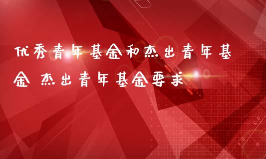 优秀青年基金和杰出青年基金 杰出青年基金要求